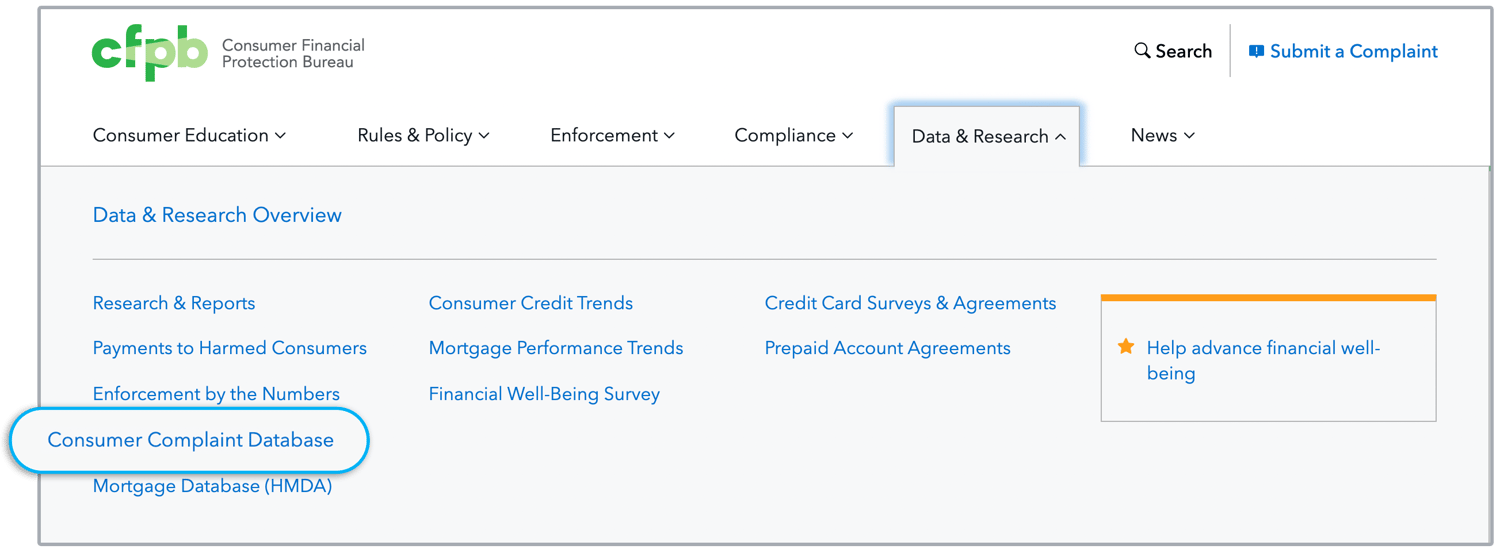 CFPB Consumer Complaint Database Cheat Sheet for Compliance